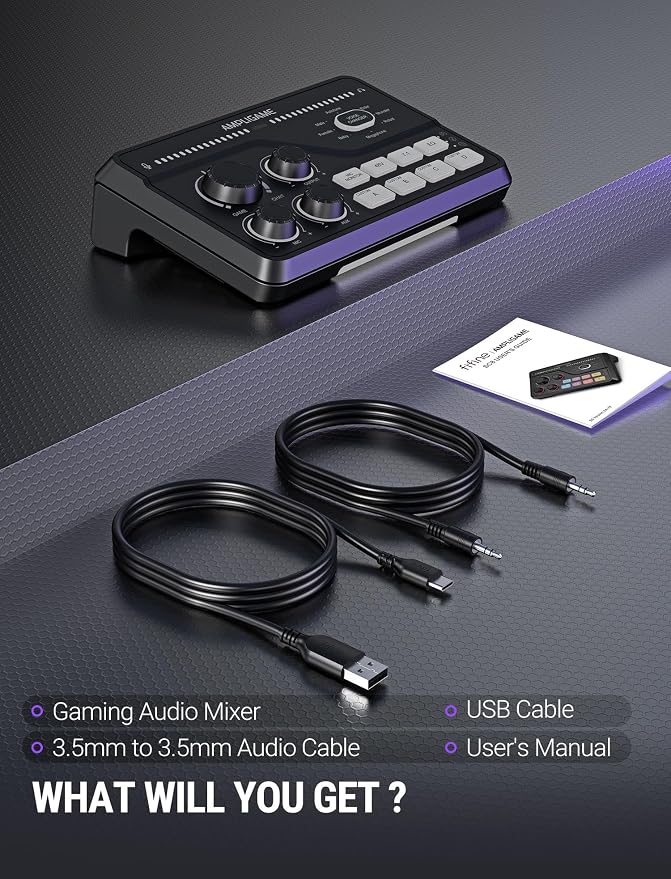 Fifine Gaming Audio Mixer for 7.1ch Surround Sound Headphone Amp-Volume - Image 9