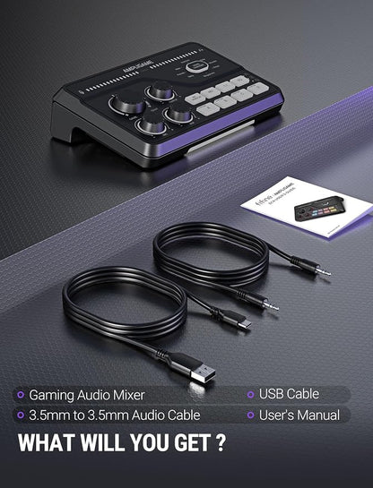 Fifine Gaming Audio Mixer for 7.1ch Surround Sound Headphone Amp-Volume - Image 9