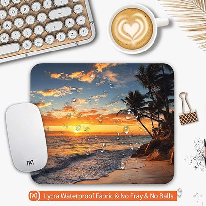 Square Mouse Pad Beach Sunset, Personalized Premium-Textured Custom Mouse Mat - Image 3