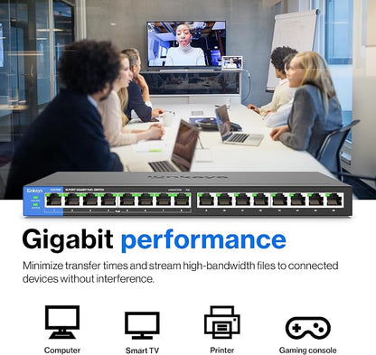 Linksys LGS116P 16 Port Gigabit Unmanaged Network PoE Switch - Image 3
