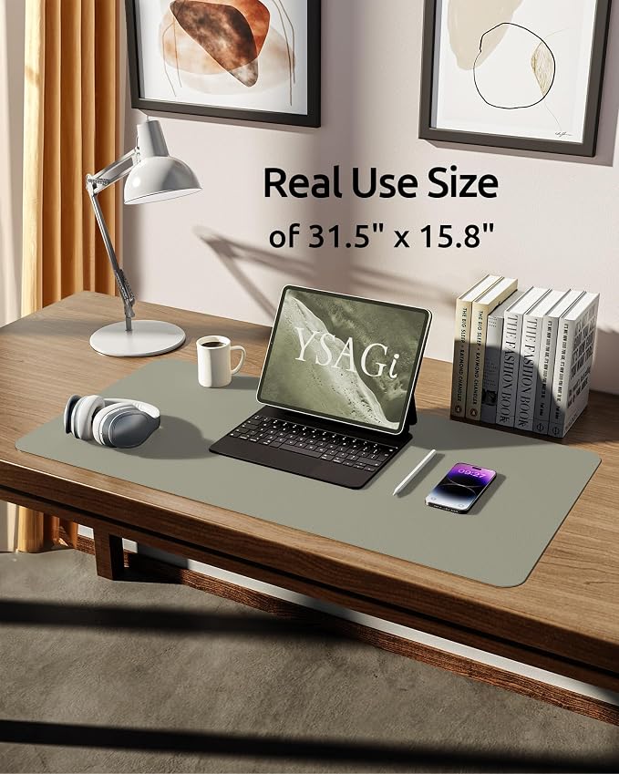 YSAGi Leather Desk Protector, Office Mat, Large Mouse Mat, Non-Slip PU Leather - Image 5