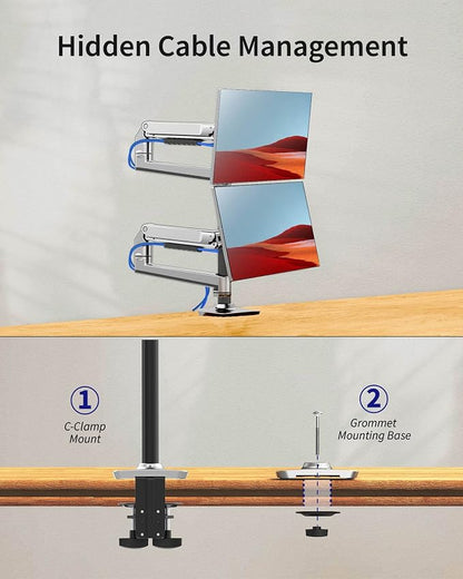 Dual Monitor Mount, Holds Screens up to 40 Inches and 25 lbs, Fully Adjustable - Image 5