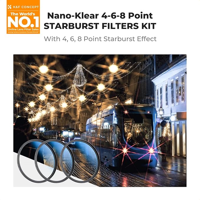 K&F CONCEPT 72mm Star Filters Kit 4 Points 6 Points 8 Points Cross Screen - Image 2