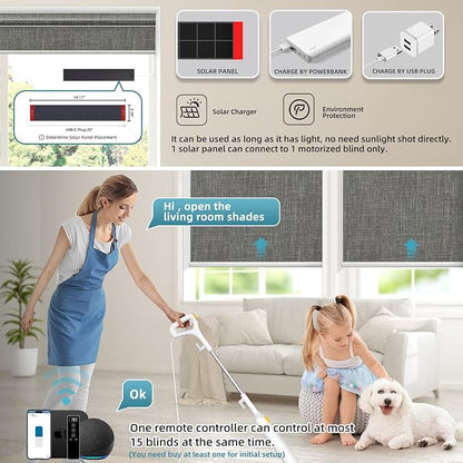 SmartWings Motorized 100% Blackout Shades Blinds, Custom Size, Cordless Window - Image 2