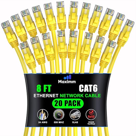 Maximm Cat 6 Ethernet Cable 8 ft by MaximmCable