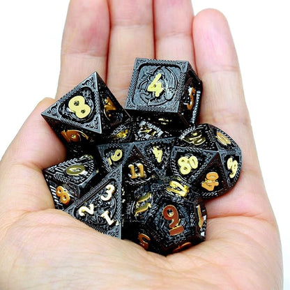 Haxtec Metal DND Dice Set Black Gold Metal D&D Dice - Image 7