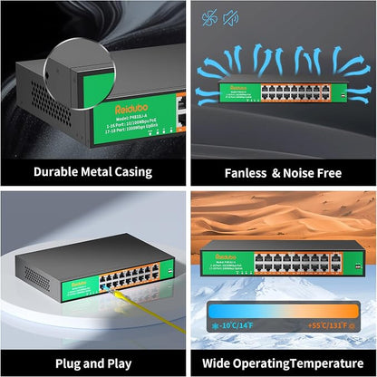 16 Port PoE Switch, 16 PoE+ 100Mbps Ports - Image 6