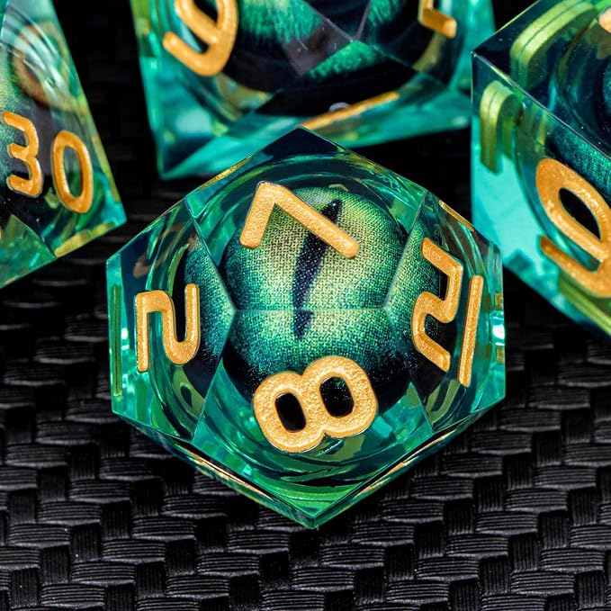 ARUOHHA DND Resin Dice Dragon Eye Liquid Core Polyhedral D and D Dice Set - Image 4