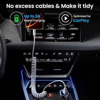 Coiled USB C to USB C Cable 2Pack 3FT Braided Retractable Fast Charging Cable - Image 2