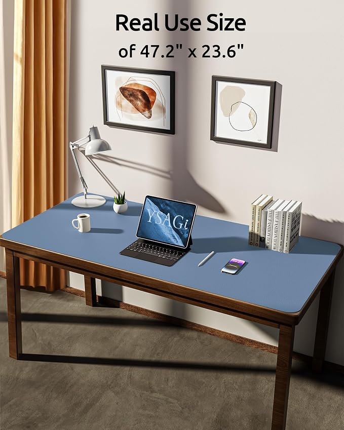 YSAGi Leather Desk Protector, Office Mat, Large Mouse Mat, Non-Slip PU Leather - Image 3