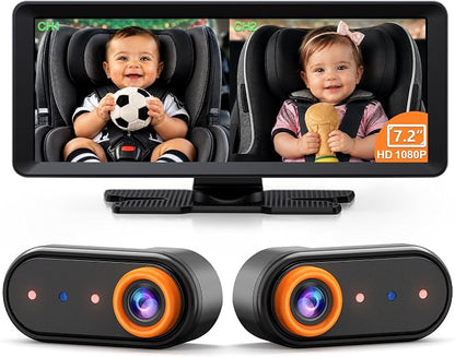 Luckview BM5PRO Dual Camera Baby Car Monitor, 7.2 Inch 1080P Split Screen by Luckview