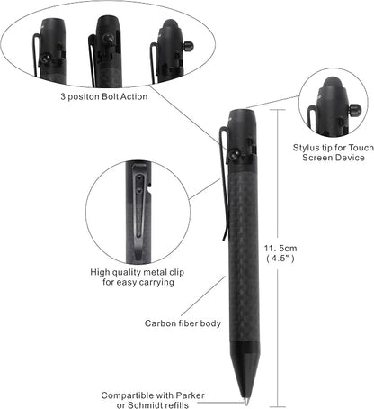 Cool Hand 4.9'' Carbon Fiber Bolt Action Pen Stylus - Image 4
