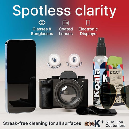 Koala Eyeglass Lens Cleaner Spray Kit | Glasses Cleaner Bottle + Microfiber - Image 2