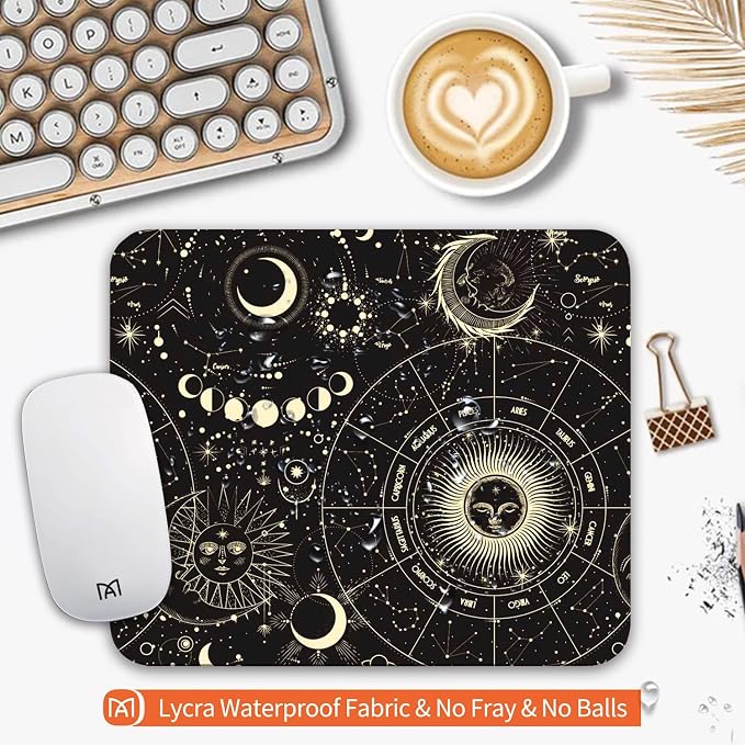 Square Mouse Pad Moon Sun, Personalized Premium-Textured Custom Mouse Mat Design - Image 3