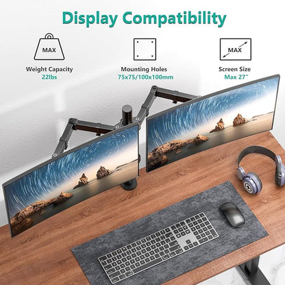 WALI Dual Monitor Stand for 13-27 inch Screens, Dual Monitor Mounts for 2 - Image 2