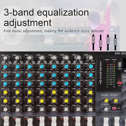G-MARK MK800MP3 Professional Audio Mixer Sound Board 8 Channels Mixing Console - Image 3