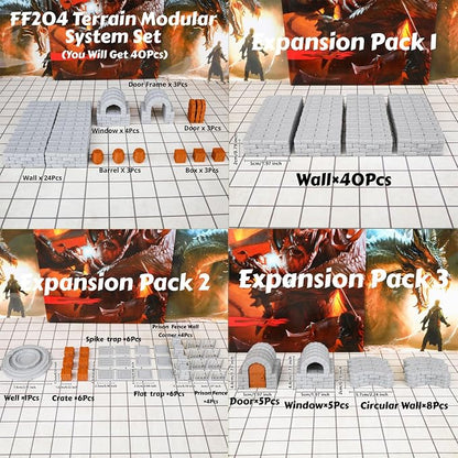 Dungeon Walls 40pcs 28mm Miniature RPG Terrain Modular System DND Building - Image 2