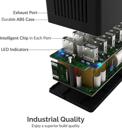 Sabrent 60 Watt 10-Port Family-Sized Desktop USB Rapid Charger. Smart USB Ports - Image 9