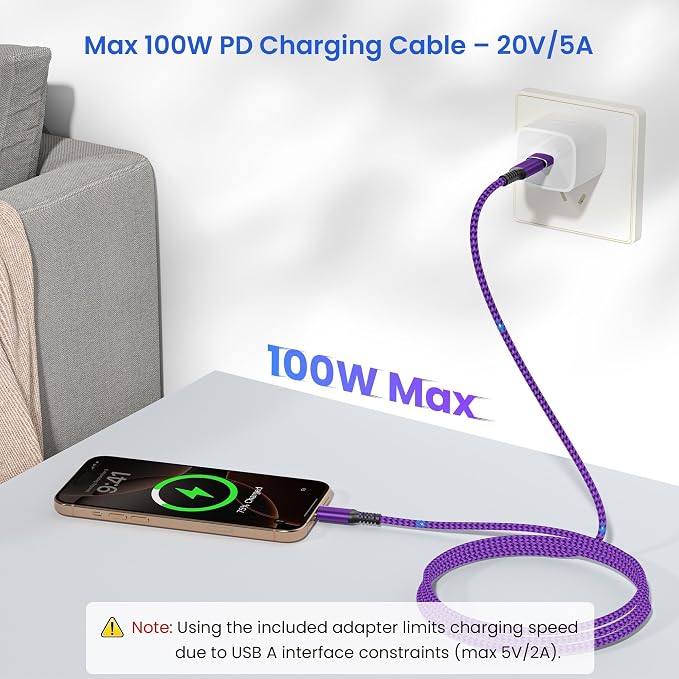 Elebase USB Type C to C 100W Cable 3.3FT - Image 4