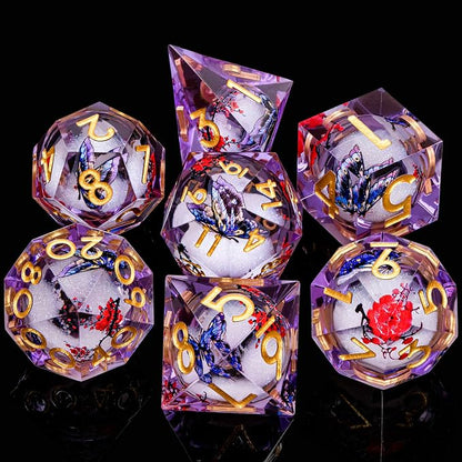 Butterfly DND Dice Purple Liquid Core Dice Set - Image 2