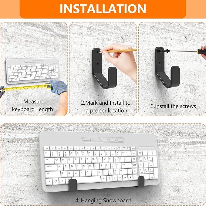 4 PCS Keyboard Wall Mount Storage, Keyboard Wall Holder, Keyboard Wall Rack - Image 4