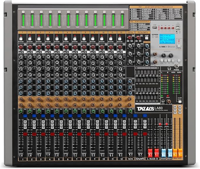 Digital Mixer 16 Channel, Sound Board Mixing Console, Dual DSP Reverb, Dual by TKLBLS