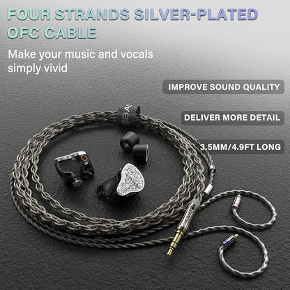 BASN Bmaster5 in Ear Monitors, 1DLC Diaphragm+4BA 5 Drivers IEM Earphones - Image 4