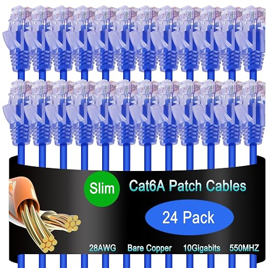 Cat6a Slim Ethernet Patch Cable 7 ft, Cat6a Patch Cable by Lysymixs