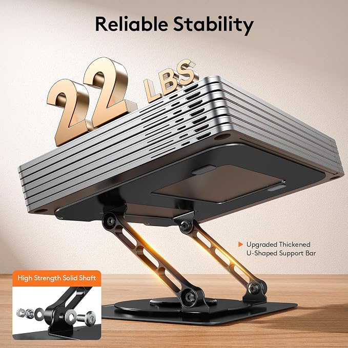 TECKNET Laptop Stand for Desk, 360 Rotating Base, Ergonomic Foldable Computer - Image 7