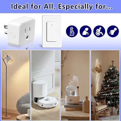 Remote Switch Outlet 2Sets, Wireless On/Off Light Switch Wall Mounted, TUV - Image 4