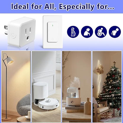 Remote Switch Outlet, Wireless On/Off Light Switch Wall Mounted, TUV Listed - Image 4