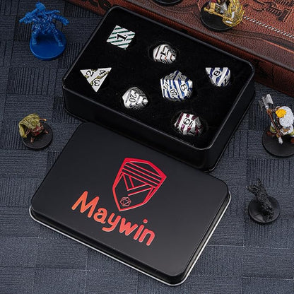 Metallic Stripes Dice with Gift Case, D&D Metal Polyhedral Dice Sets - Image 7