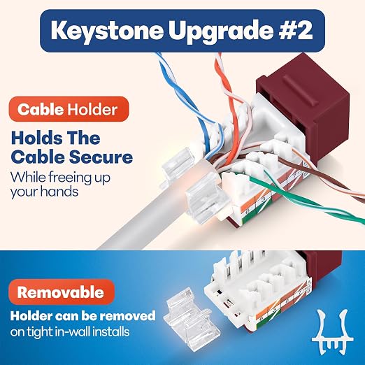 Everest 45° Angled RJ45 Cat6 Keystone Jacks 20-Pack in Red - Image 4