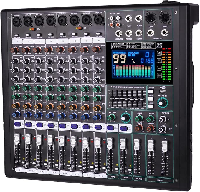 GF8 Pro Multi-Function 8-Channel Bluetooth DJ Sound Console by Doslnlya