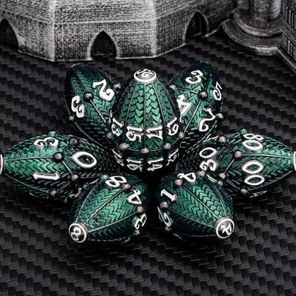 ARUOHHA DND Metal Dice Black Green Dragon Egg Dice - Image 4