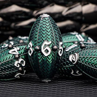 ARUOHHA DND Metal Dice Black Green Dragon Egg Dice - Image 4
