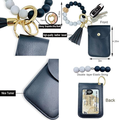 Keychain Wallet Wristlet Small Credit Card Holder Bracelet Key Chain Purse - Image 3