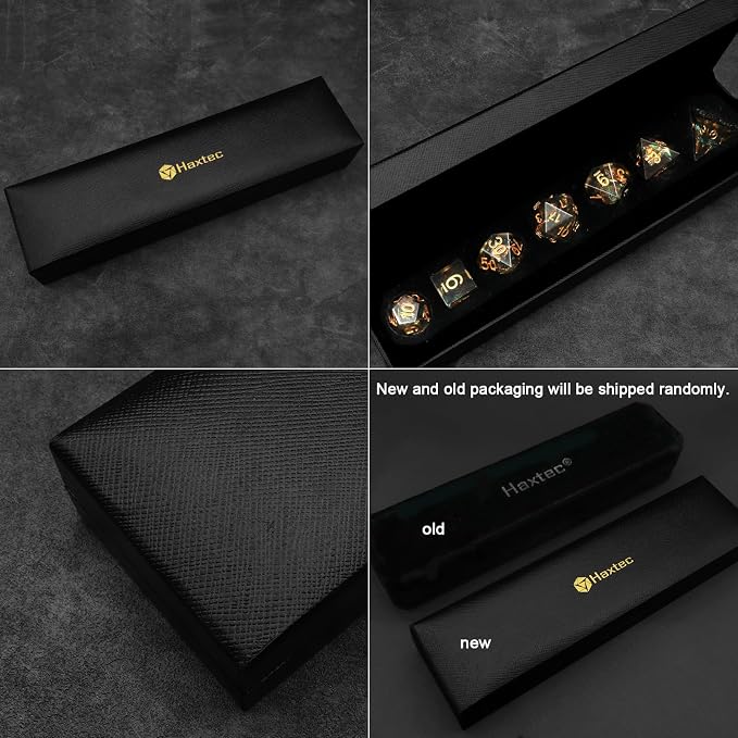 Haxtec Sharp Edge Dice Set DND Dice Black Resin Dice Iridecent Mylar Galaxy D&D - Image 5