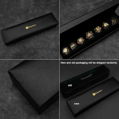 Haxtec Sharp Edge Dice Set DND Dice Black Resin Dice Iridecent Mylar Galaxy D&D - Image 5