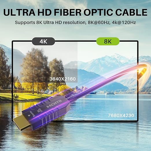 Certified 8K Fiber Optic HDMI 2.1 Cable 100 FT, Real HDMI® Cable, Ultra HD - Image 3