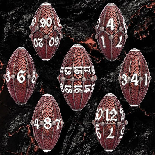 ARUOHHA DND Metal Dice Black Red Dragon Egg Dice - Image 2