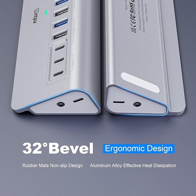 Powered USB Hub 10Gbps, intpw 12 Port USB C Hub - Image 5