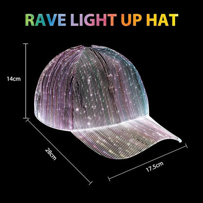 LIOVODE LED Hat, 7 Colors Baseball Cap Light Up Rave Hat Fiber Optic Luminous - Image 6