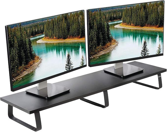 VIVO 39 inch Extra Long Monitor Stand, Wood & Steel Desktop Riser, Dual Screen by VIVO