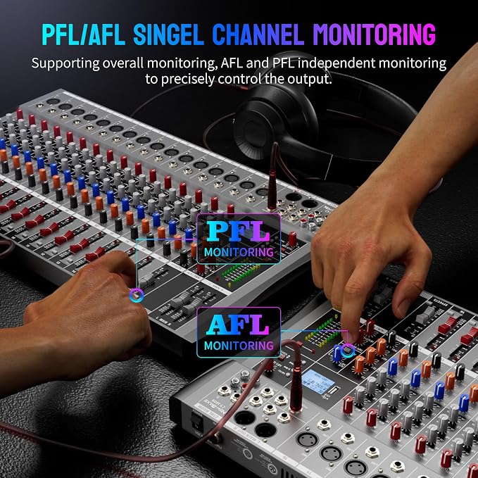 Professional DJ Audio Mixer, NEW BAXS 16 Channel DJ Bluetooth Controller Sound - Image 5