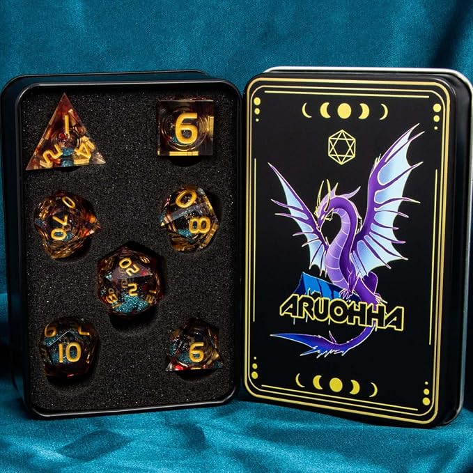 ARUOHHA Liquid Core DND Dice Set, Role Playing Dice Set D20 D12 D10 D8 D6 D4 - Image 6