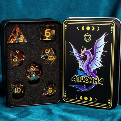 ARUOHHA Liquid Core DND Dice Set, Role Playing Dice Set D20 D12 D10 D8 D6 D4 - Image 6
