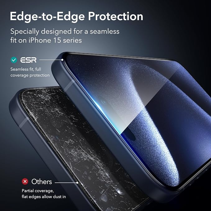 ESR 3 Pack for iPhone 15 Pro Max Screen Protector, Full Coverage Tempered Glass - Image 4