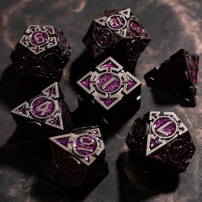 Purple Black Nickel Finish Heavy Metal DND Dice Set - Image 4