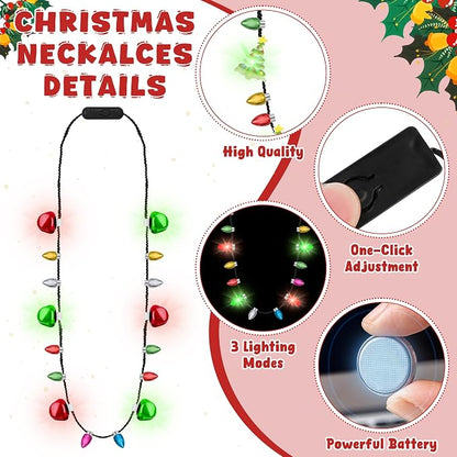 6PCS Light Up Christmas Necklaces, 3 Glow Modes Multicolor Christmas Accessories - Image 3